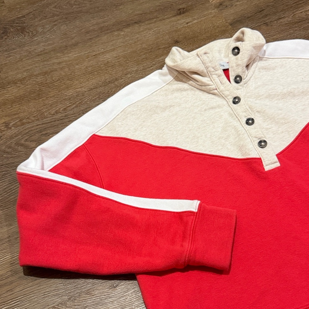 Evereve Mika Red White and Oatmeal Colorblock Pullover - Picture 4 of 8
